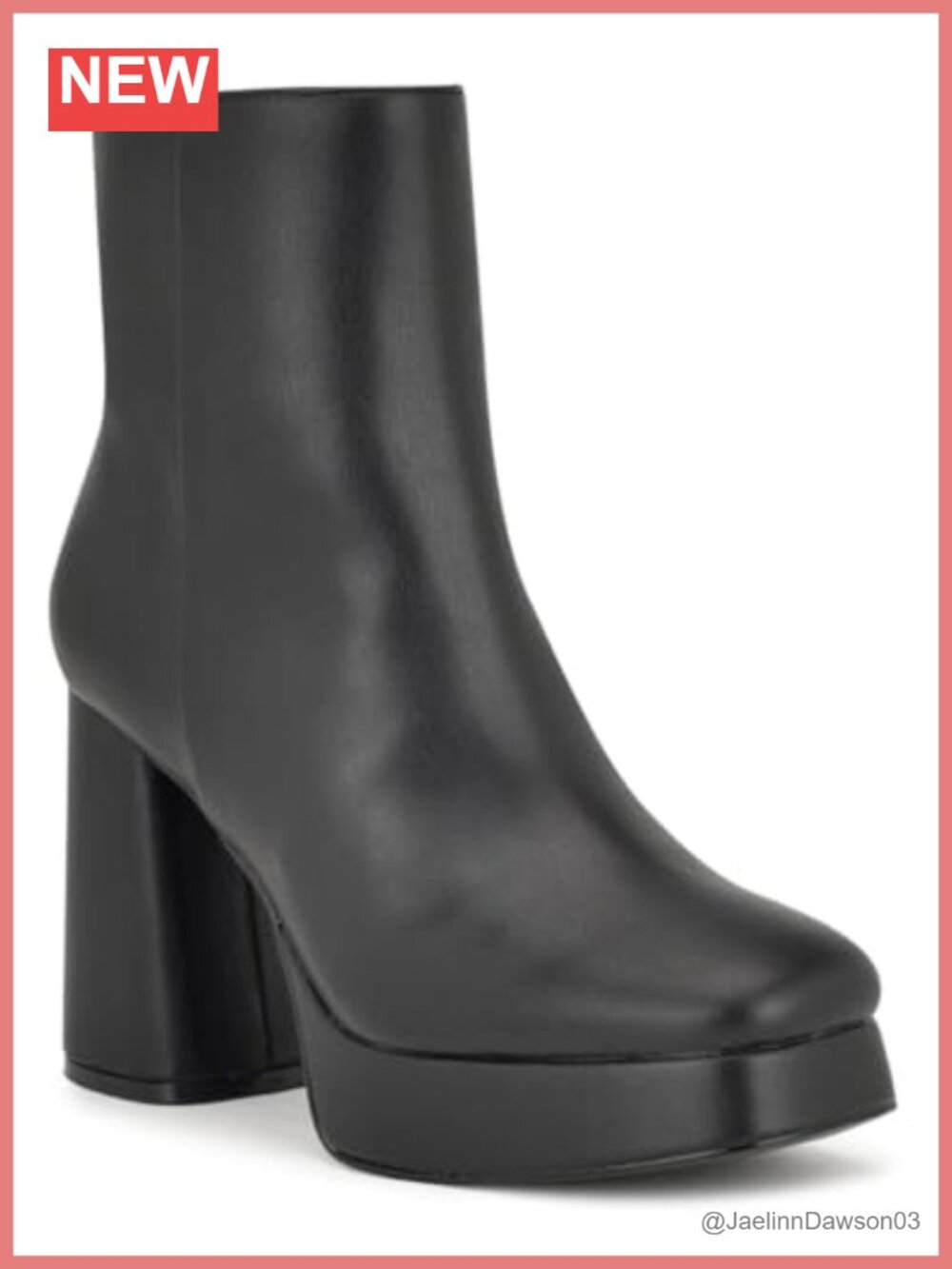 Nine West Faux Leather Ankle Boots Square Toe Block Heel Side Zipper
